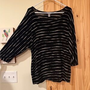 Chicos Travelers Size 2 Black Banded Top